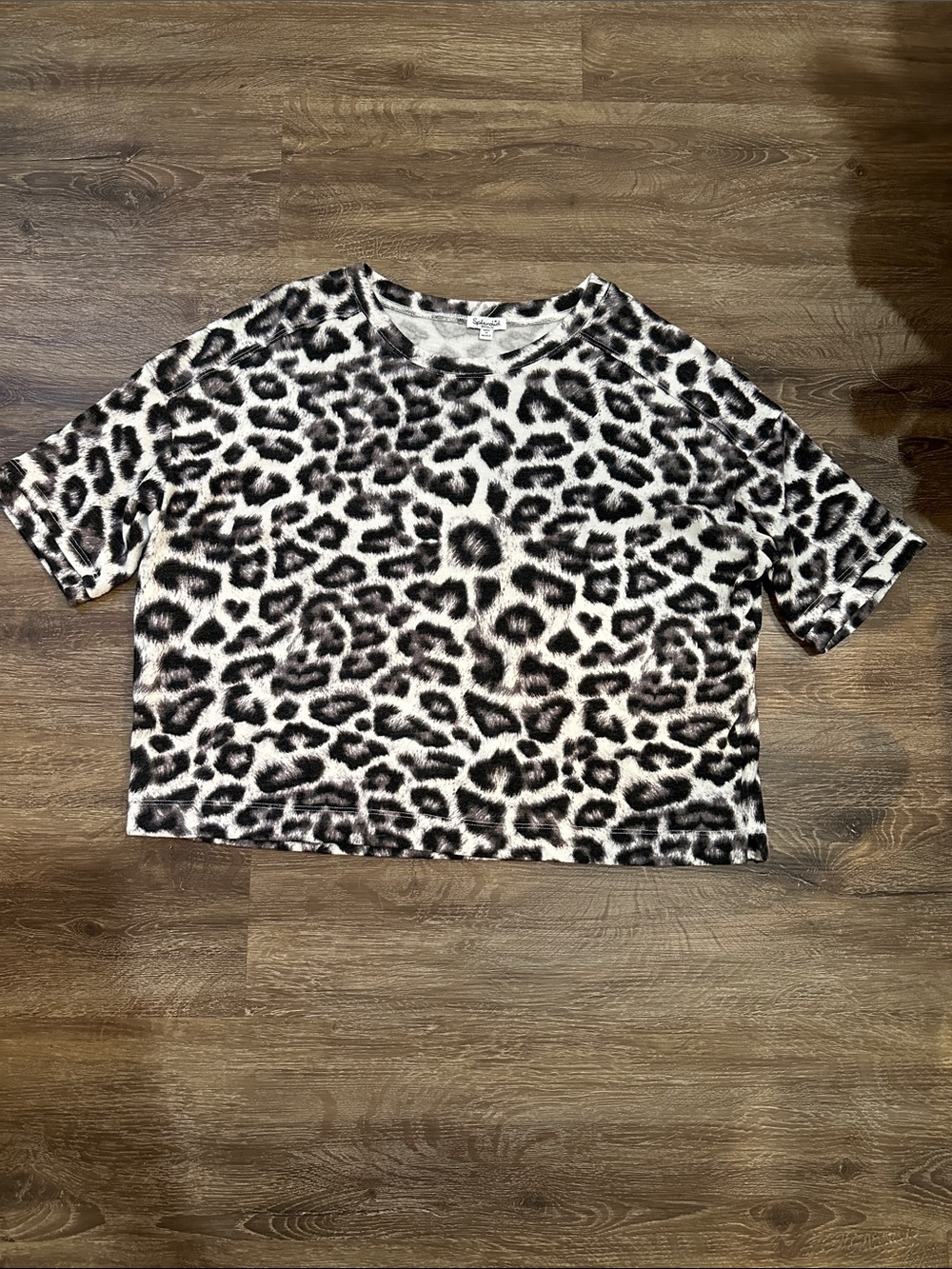 Splendid Leopard Print Crop Top - Black & White